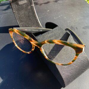 PRADA tortoiseshell Eyeglasses with Olive Green Frames and Case